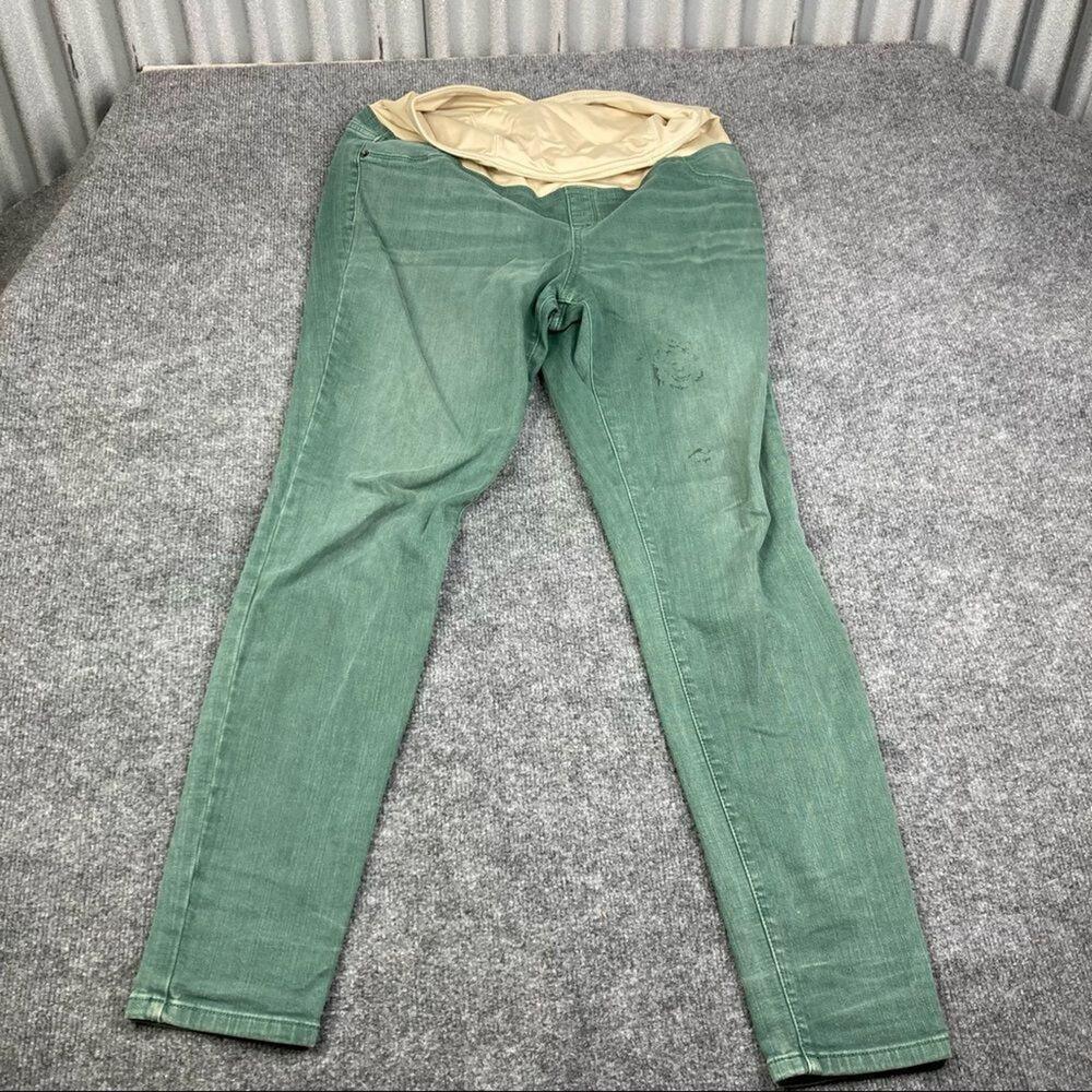 Isabel Maternity Skinny Jeans Womens Size 8 Green Full Belly Panel Comfort Slim